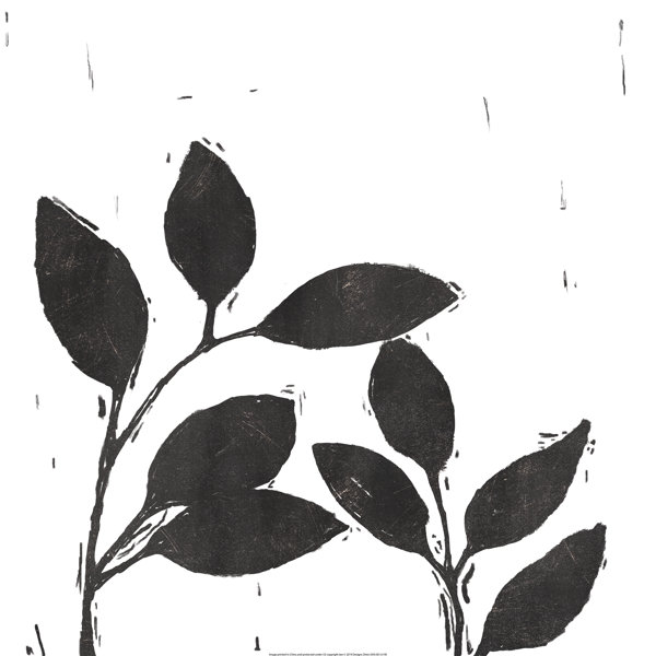 ClassicLiving Linocut Leaves Wrapped Canvas Painting Wayfair.co.uk